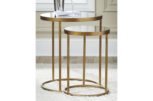 Majaci Gold Finish/White Accent Table (Set of 2) - Lara Furniture