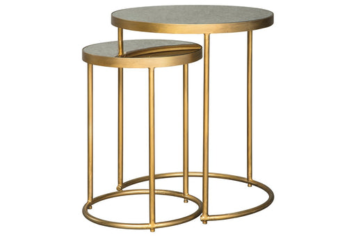 Majaci Gold Finish/White Accent Table (Set of 2) - Lara Furniture