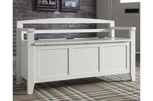 Charvanna White Storage Bench - Lara Furniture