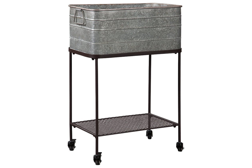 Vossman Antique Gray/Brown Beverage Tub - Lara Furniture