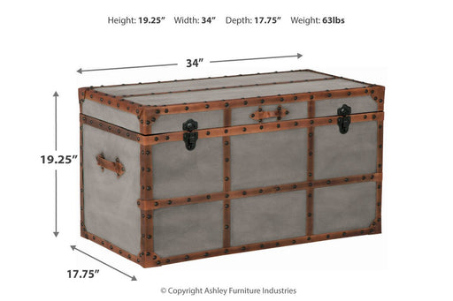 Amsel Gray Storage Trunk - Lara Furniture