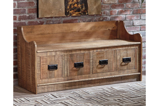 Garrettville Brown Storage Bench - Lara Furniture