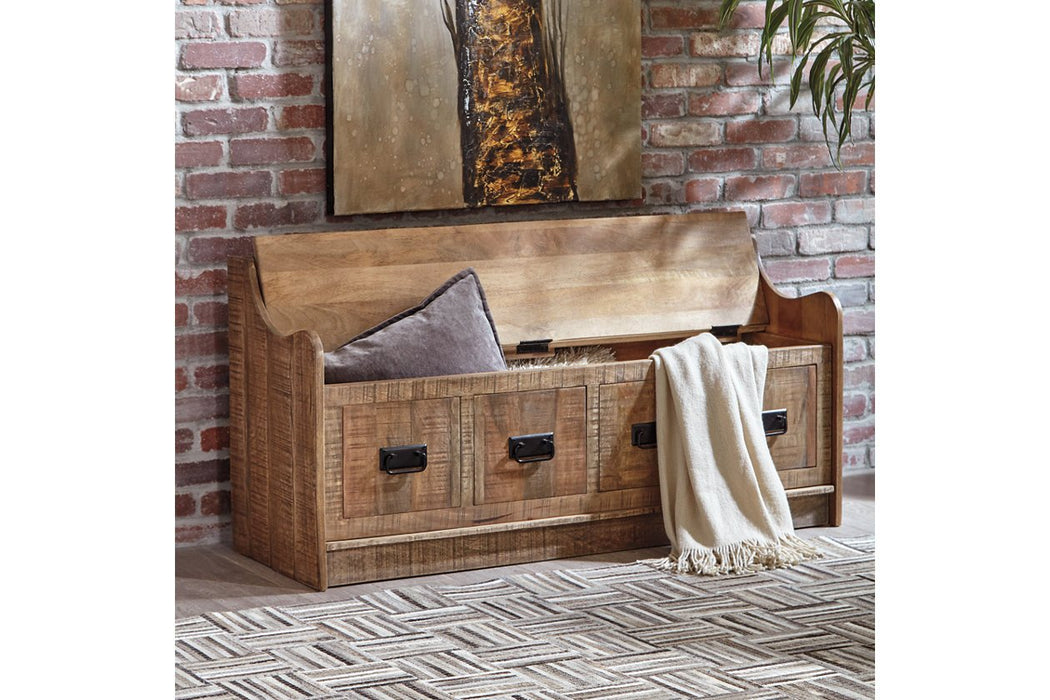 Garrettville Brown Storage Bench - Lara Furniture