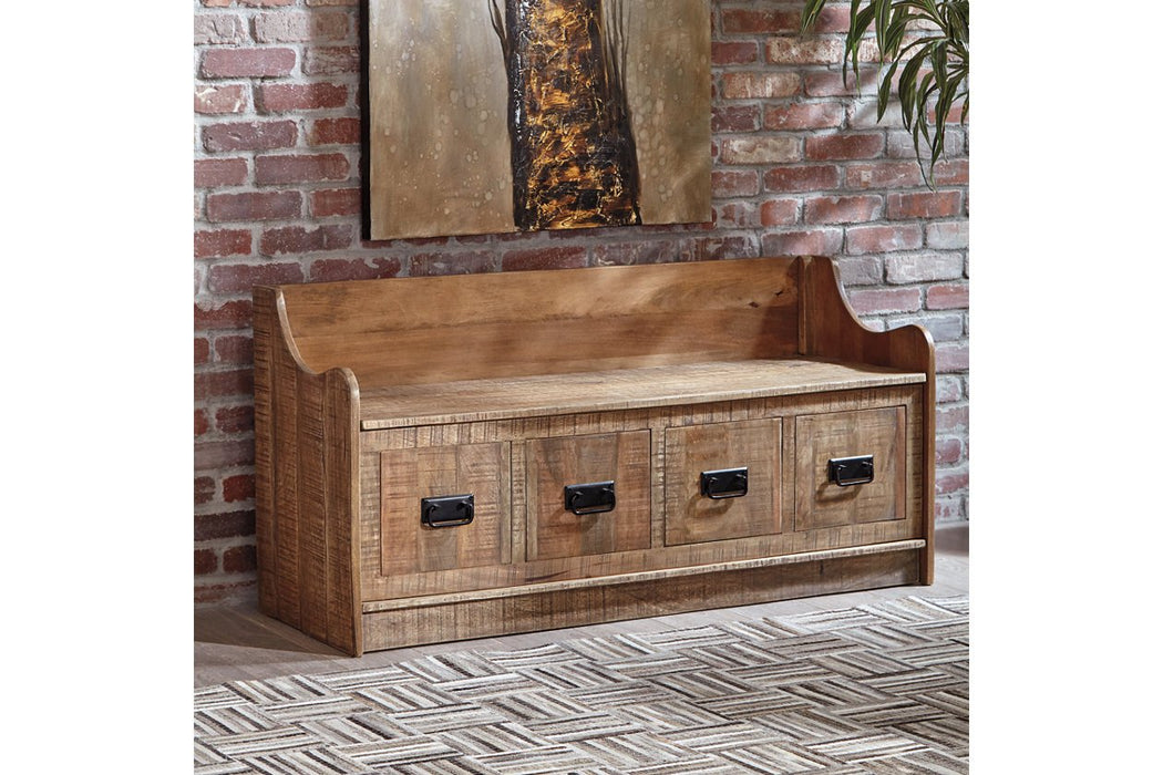 Garrettville Brown Storage Bench - Lara Furniture