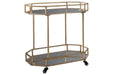 Daymont Gold Finish Bar Cart - Lara Furniture