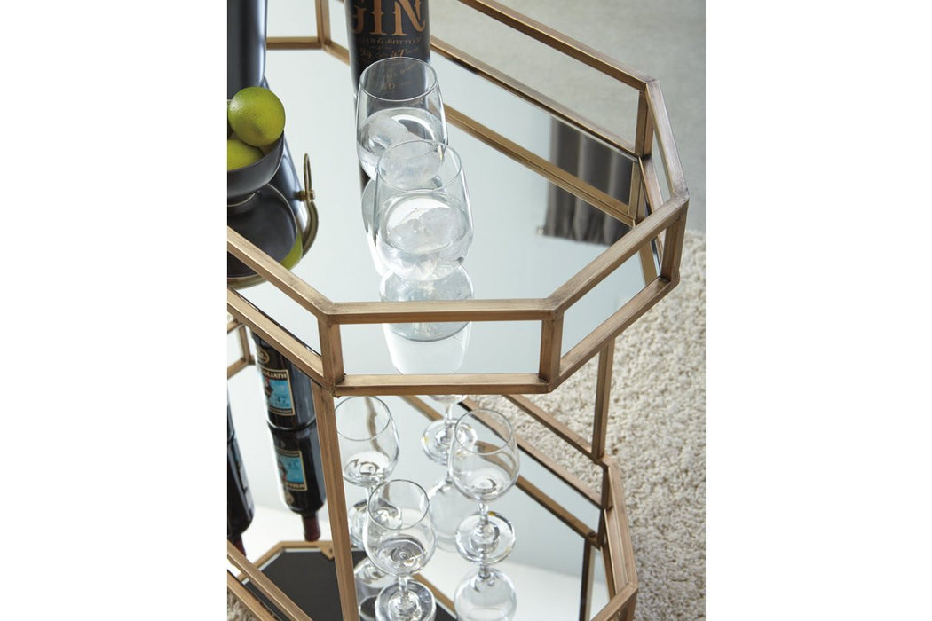 Daymont Gold Finish Bar Cart - Lara Furniture