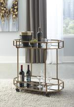 Daymont Gold Finish Bar Cart - Lara Furniture