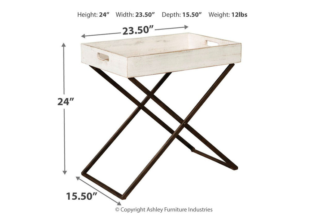 Janfield Antique White Accent Table - Lara Furniture