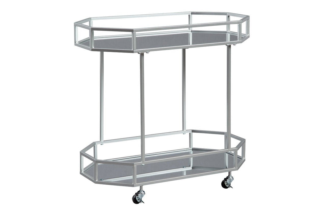 Kadinburg Silver Finish Bar Cart - Lara Furniture