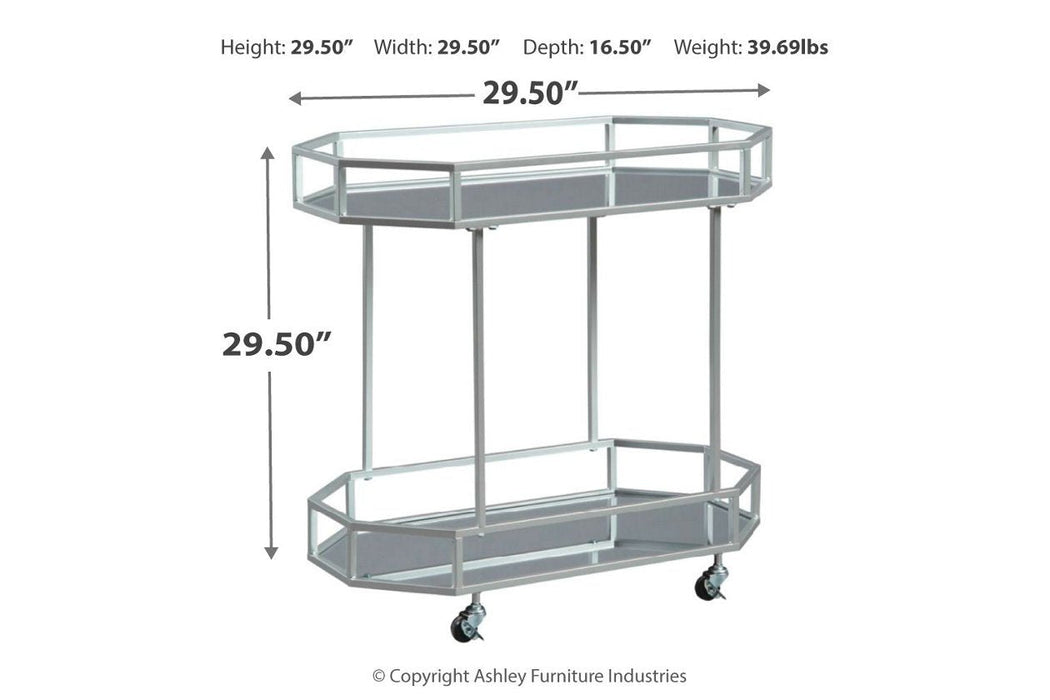 Kadinburg Silver Finish Bar Cart - Lara Furniture