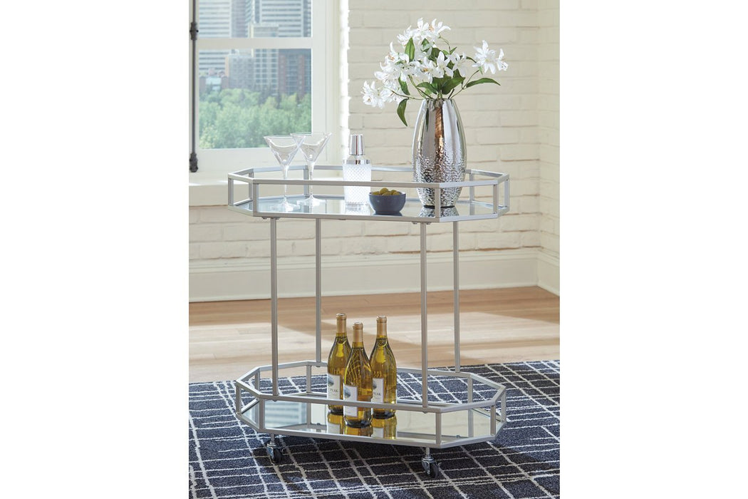 Kadinburg Silver Finish Bar Cart - Lara Furniture