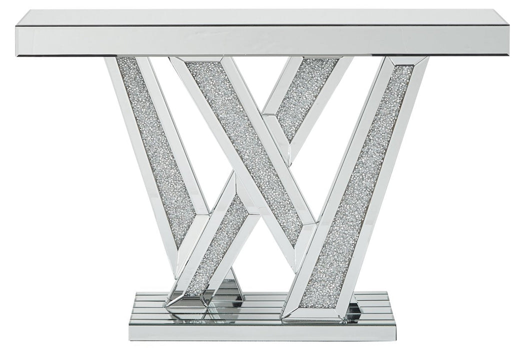 Gillrock Mirror/Silver Finish Console Table - Lara Furniture