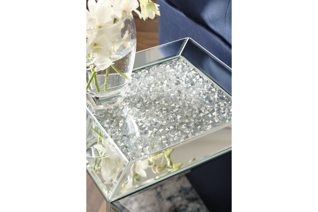 Gillrock Mirror/Silver Finish Accent Table - Lara Furniture