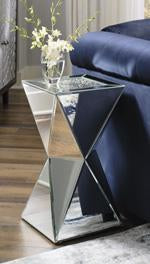 Gillrock Mirror/Silver Finish Accent Table - Lara Furniture