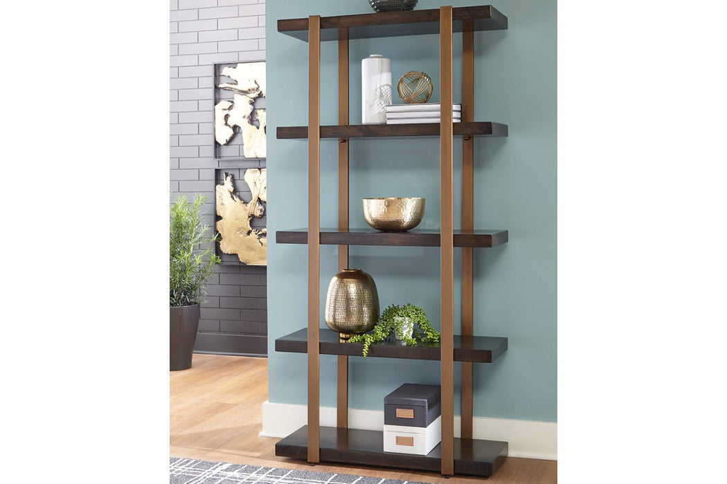 Beckville Gold Finish/Brown Bookcase - Lara Furniture