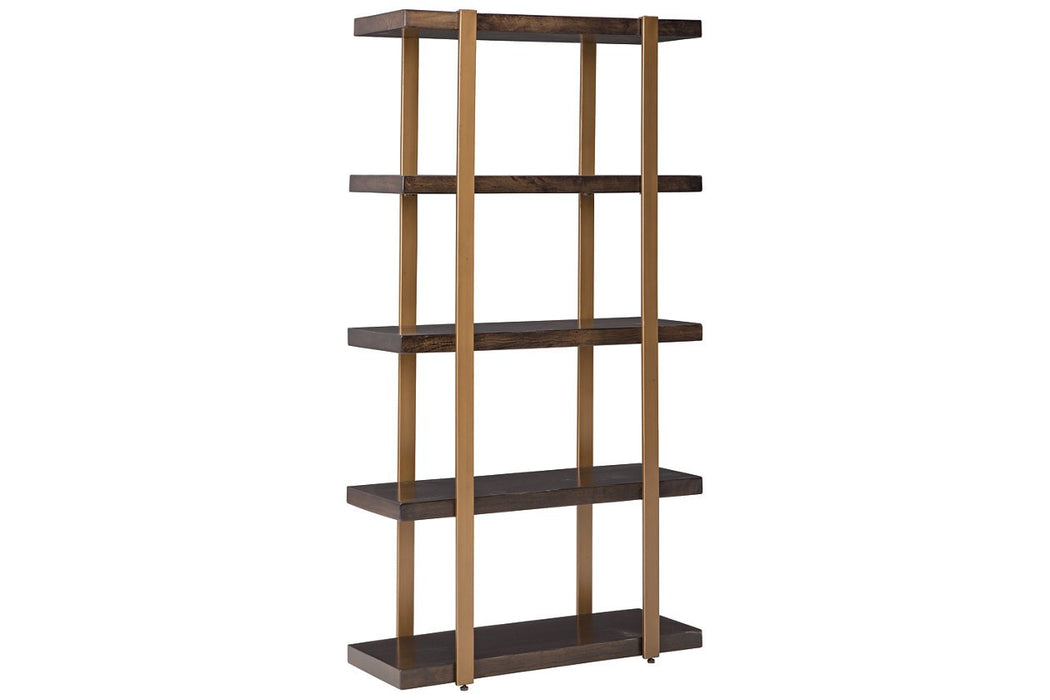 Beckville Gold Finish/Brown Bookcase - Lara Furniture