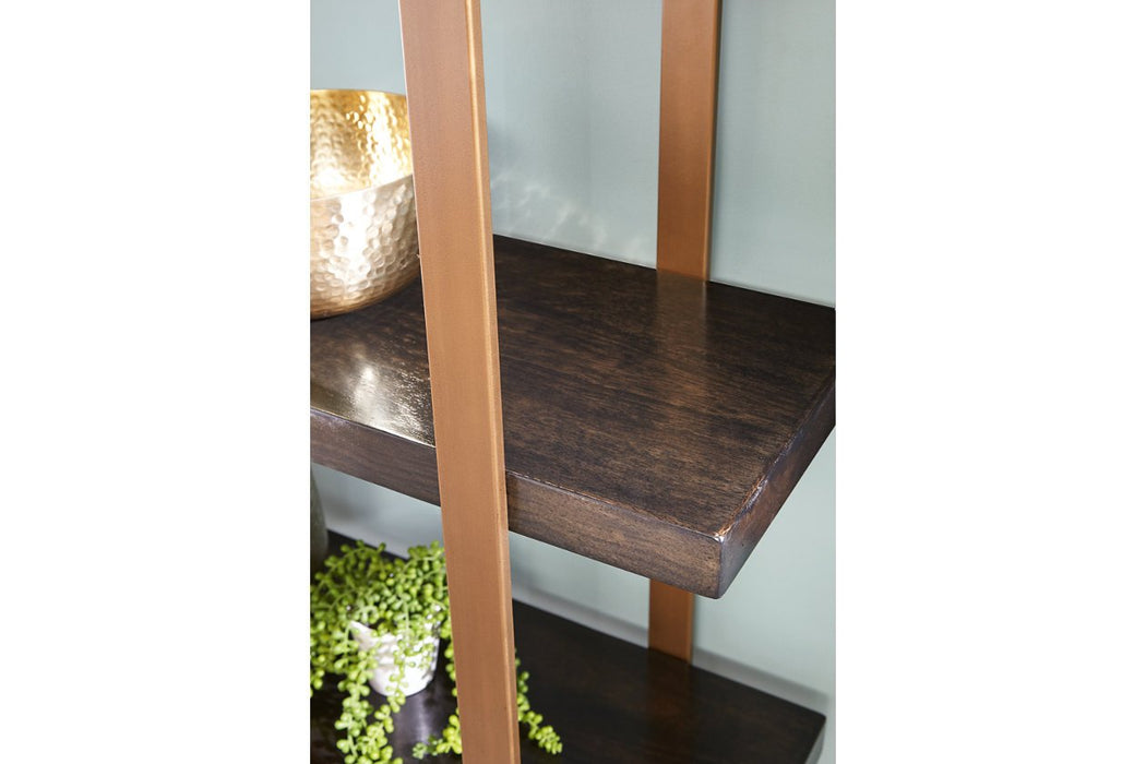 Beckville Gold Finish/Brown Bookcase - Lara Furniture