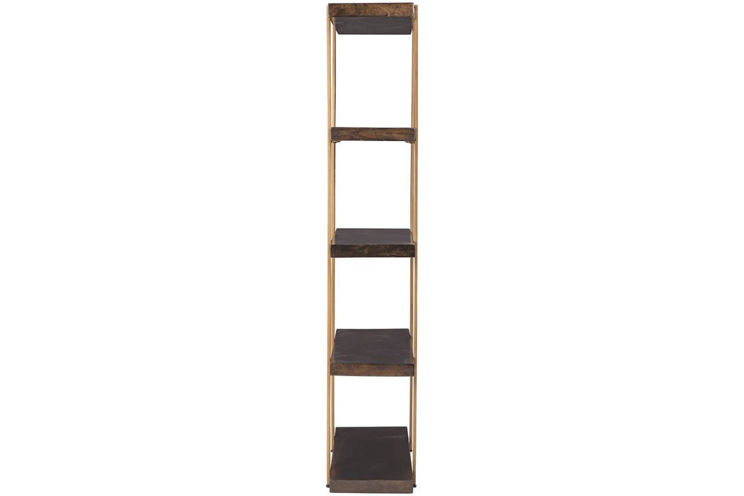 Beckville Gold Finish/Brown Bookcase - Lara Furniture