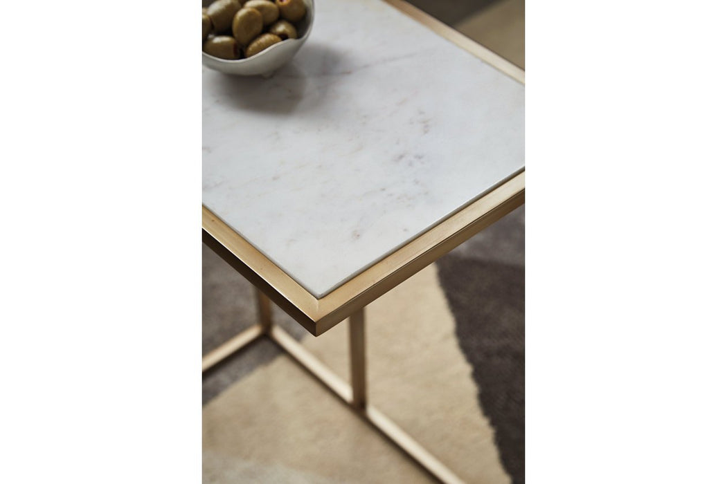 Lanport Champagne/White Accent Table - Lara Furniture