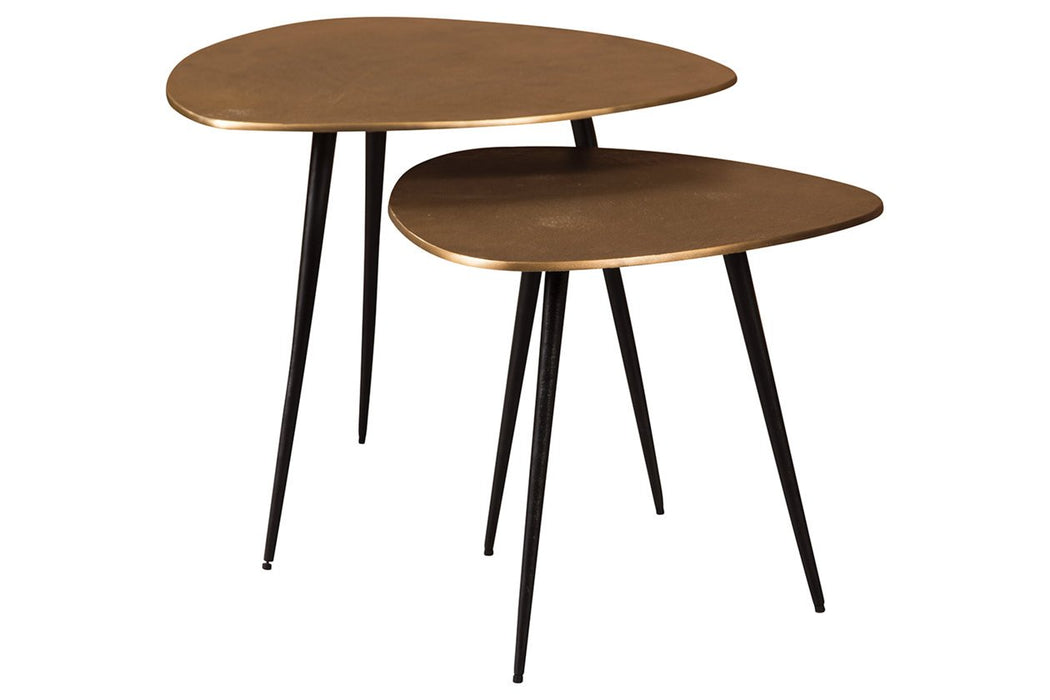 Shemleigh Black/Brass Finish Accent Table (Set of 2) - Lara Furniture