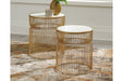 Vernway White/Gold Finish Accent Table (Set of 2) - Lara Furniture