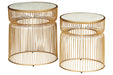 Vernway White/Gold Finish Accent Table (Set of 2) - Lara Furniture