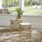 Vernway White/Gold Finish Accent Table (Set of 2) - Lara Furniture