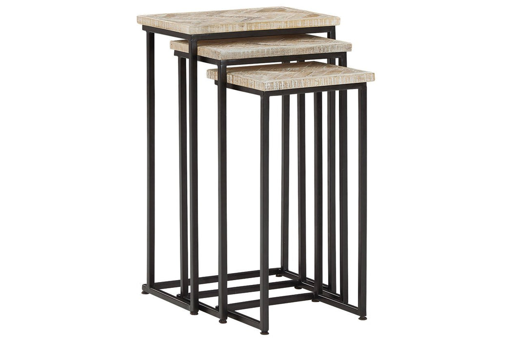 Cainthorne Distressed White/Black Accent Table (Set of 3) - Lara Furniture