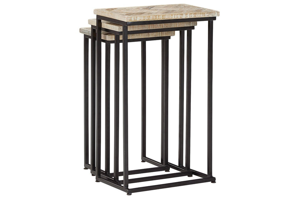 Cainthorne Distressed White/Black Accent Table (Set of 3) - Lara Furniture