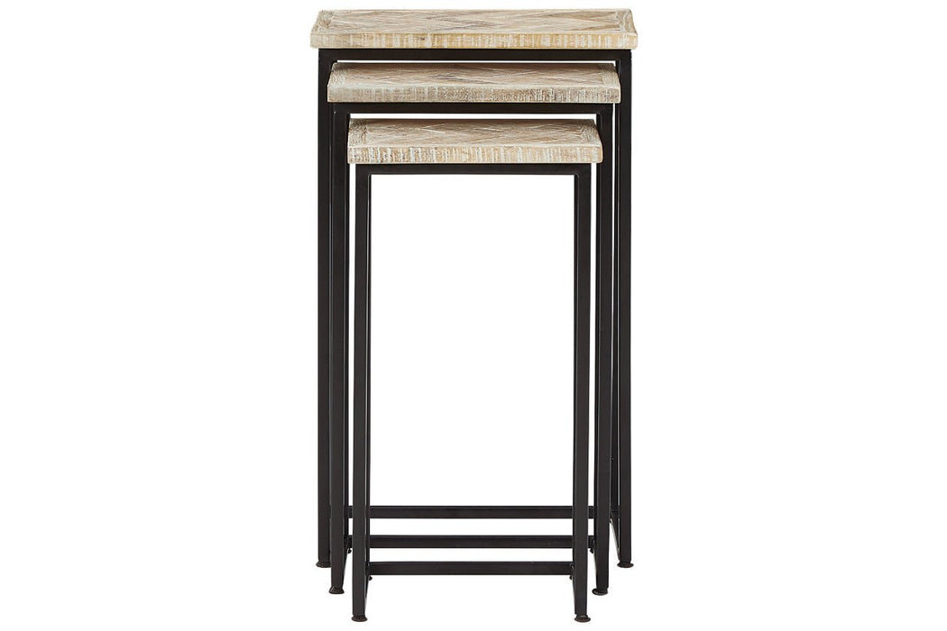 Cainthorne Distressed White/Black Accent Table (Set of 3) - Lara Furniture