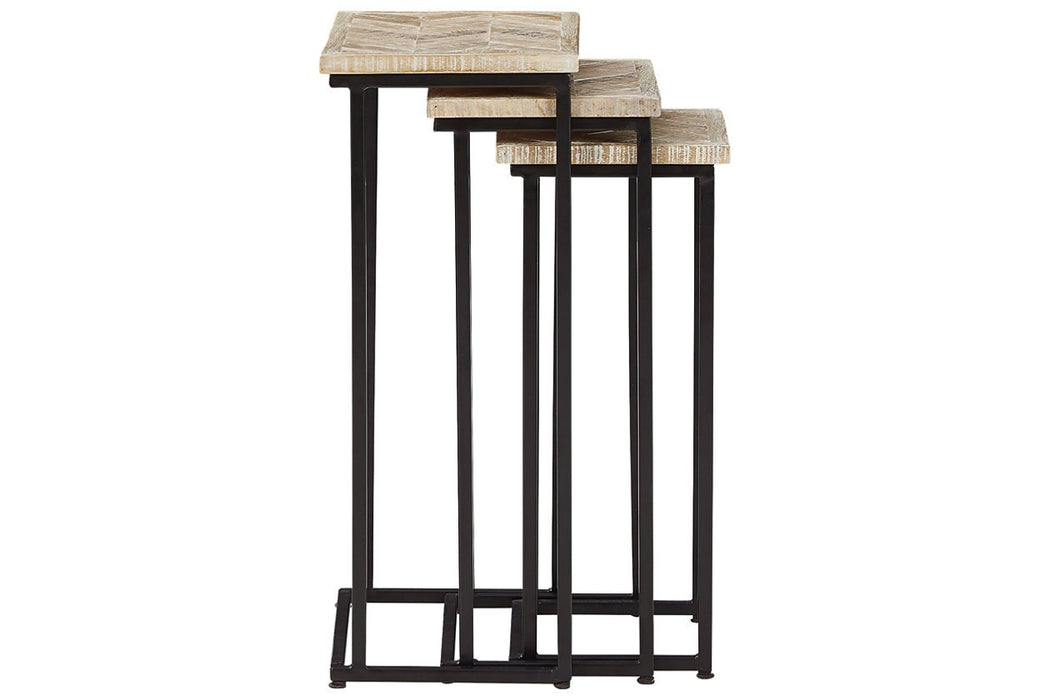 Cainthorne Distressed White/Black Accent Table (Set of 3) - Lara Furniture