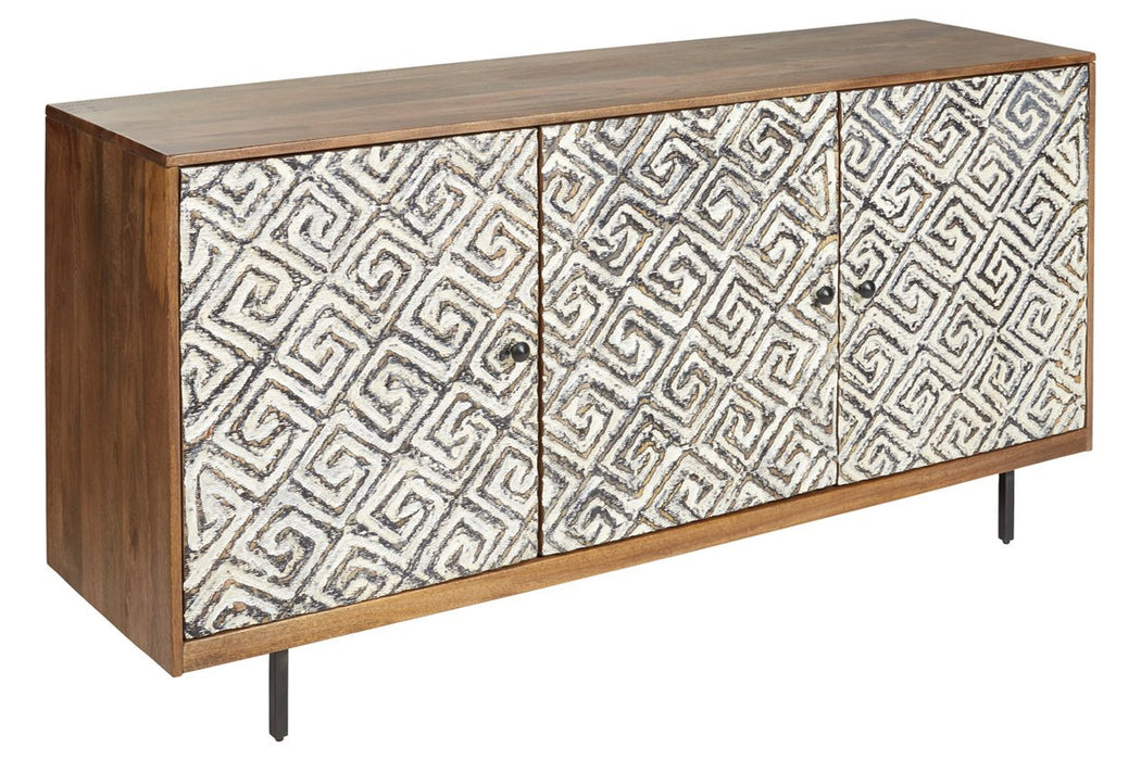 Kerrings Brown/Black/White Accent Cabinet - Lara Furniture