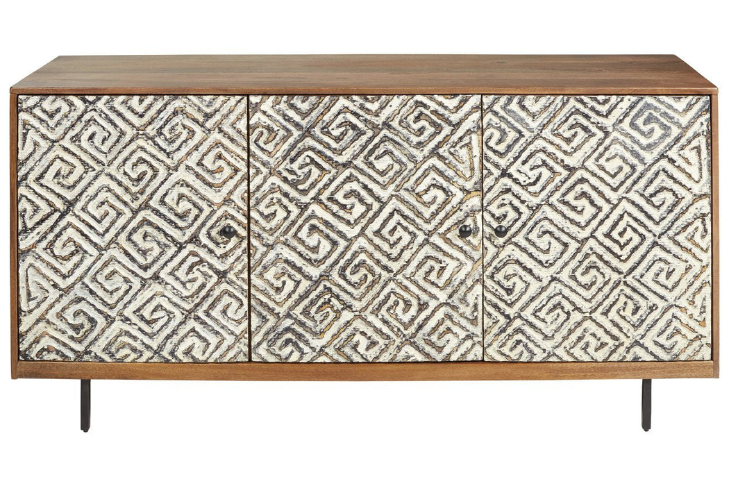 Kerrings Brown/Black/White Accent Cabinet - Lara Furniture