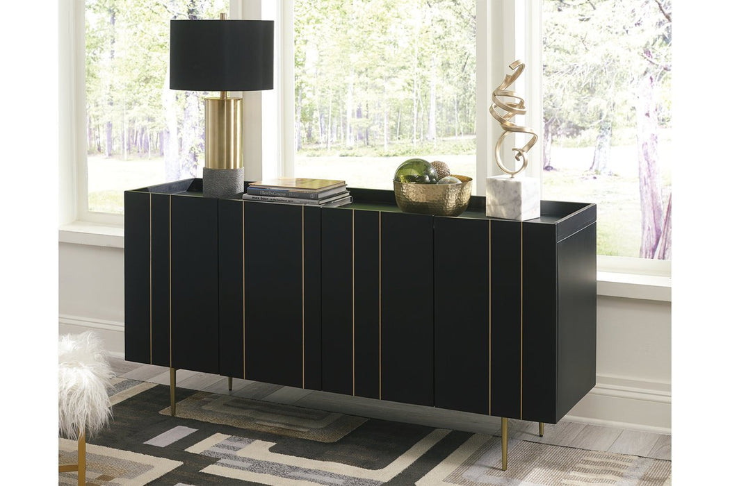 Brentburn Black/Gold Finish Accent Cabinet - Lara Furniture