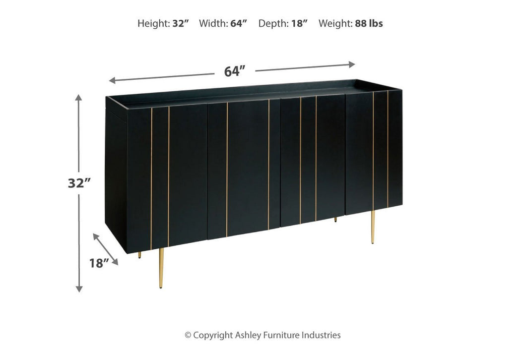 Brentburn Black/Gold Finish Accent Cabinet - Lara Furniture