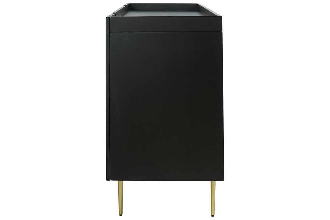 Brentburn Black/Gold Finish Accent Cabinet - Lara Furniture