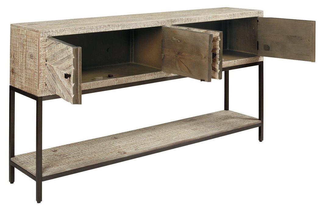 Roanley Distressed White Sofa/Console Table - Lara Furniture