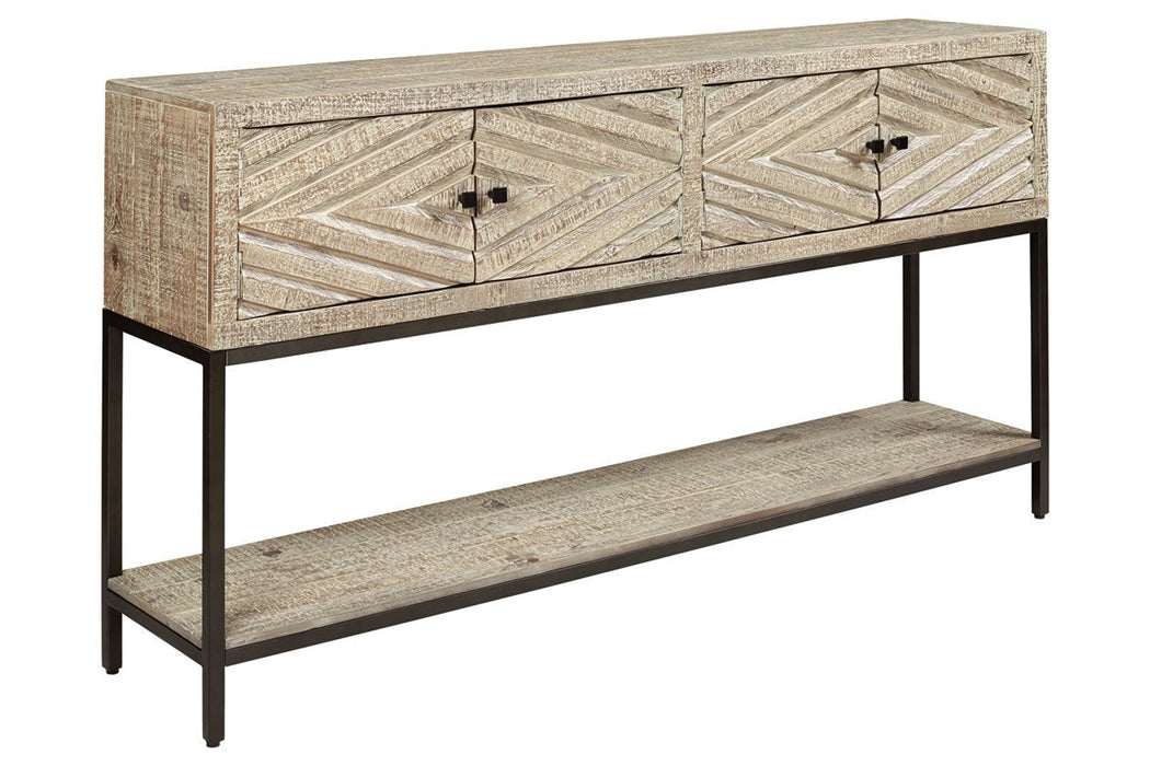 Roanley Distressed White Sofa/Console Table - Lara Furniture