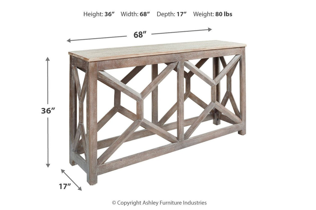 Lanzburg Antique Gray Sofa/Console Table - Lara Furniture