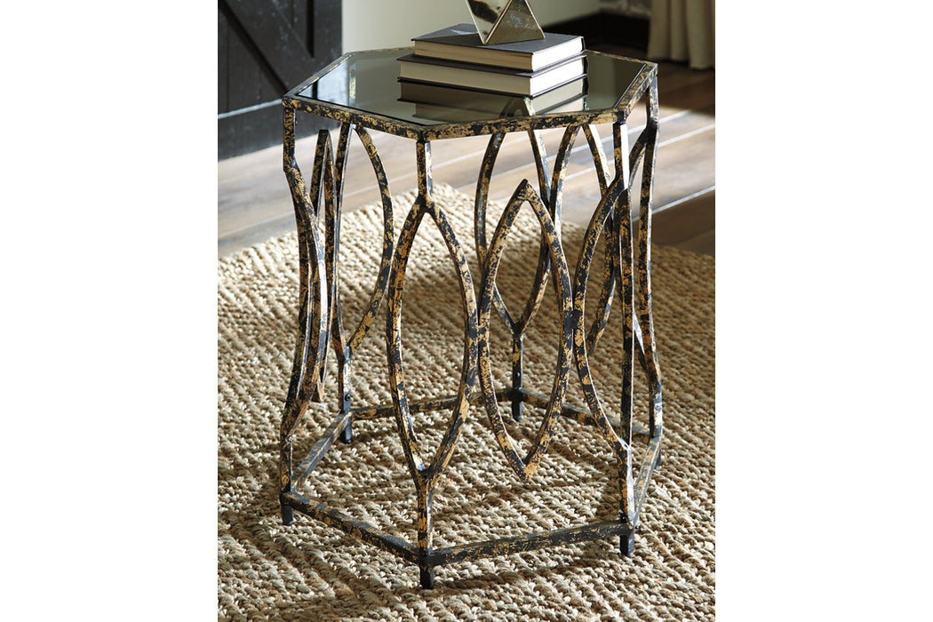 Keita Black/Gold Finish Accent Table - Lara Furniture