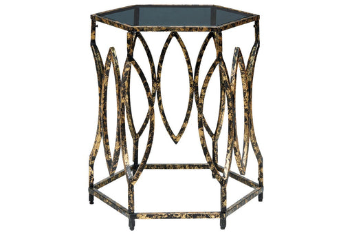 Keita Black/Gold Finish Accent Table - Lara Furniture