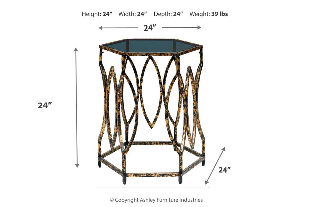 Keita Black/Gold Finish Accent Table - Lara Furniture