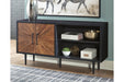 Shayland Black/Brown Accent Cabinet - Lara Furniture