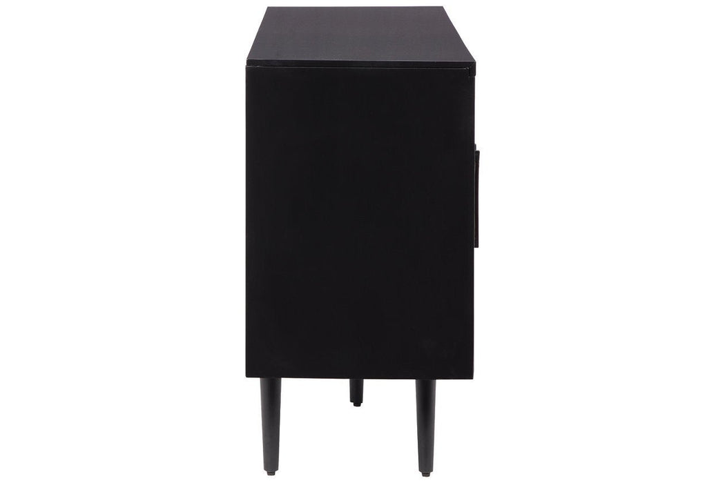 Shayland Black/Brown Accent Cabinet - Lara Furniture