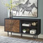 Shayland Black/Brown Accent Cabinet - Lara Furniture