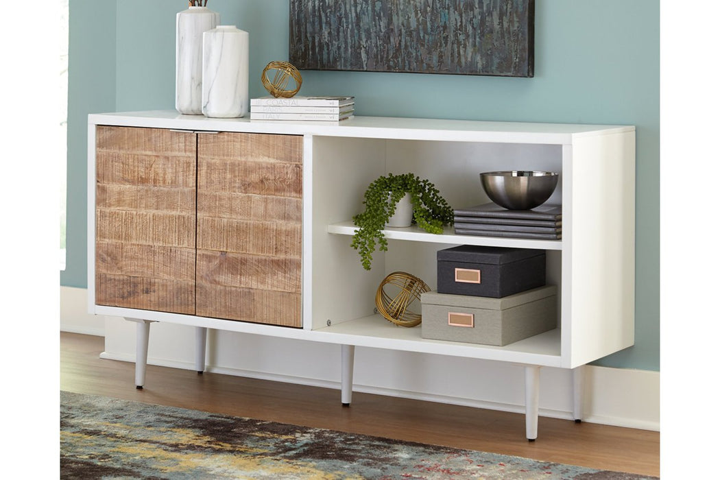 Shayland White/Brown Accent Cabinet - Lara Furniture