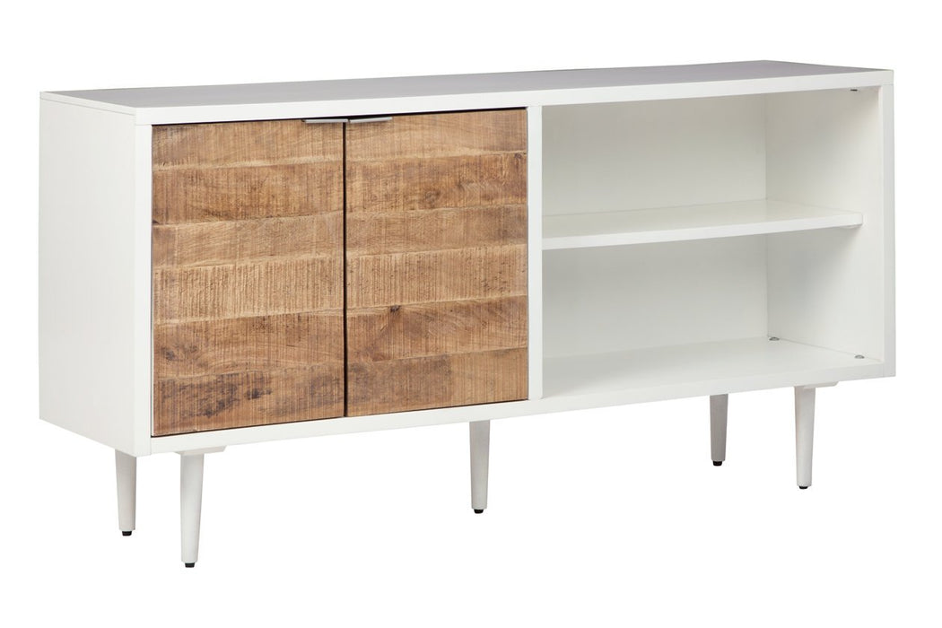 Shayland White/Brown Accent Cabinet - Lara Furniture