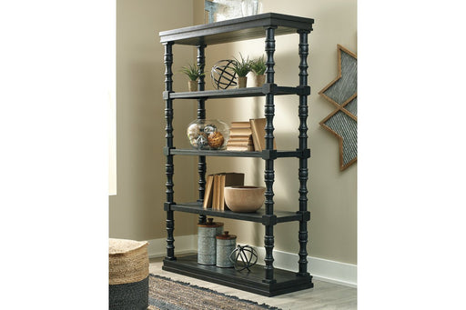 Dannerville Antique Black 74" Bookcase - Lara Furniture