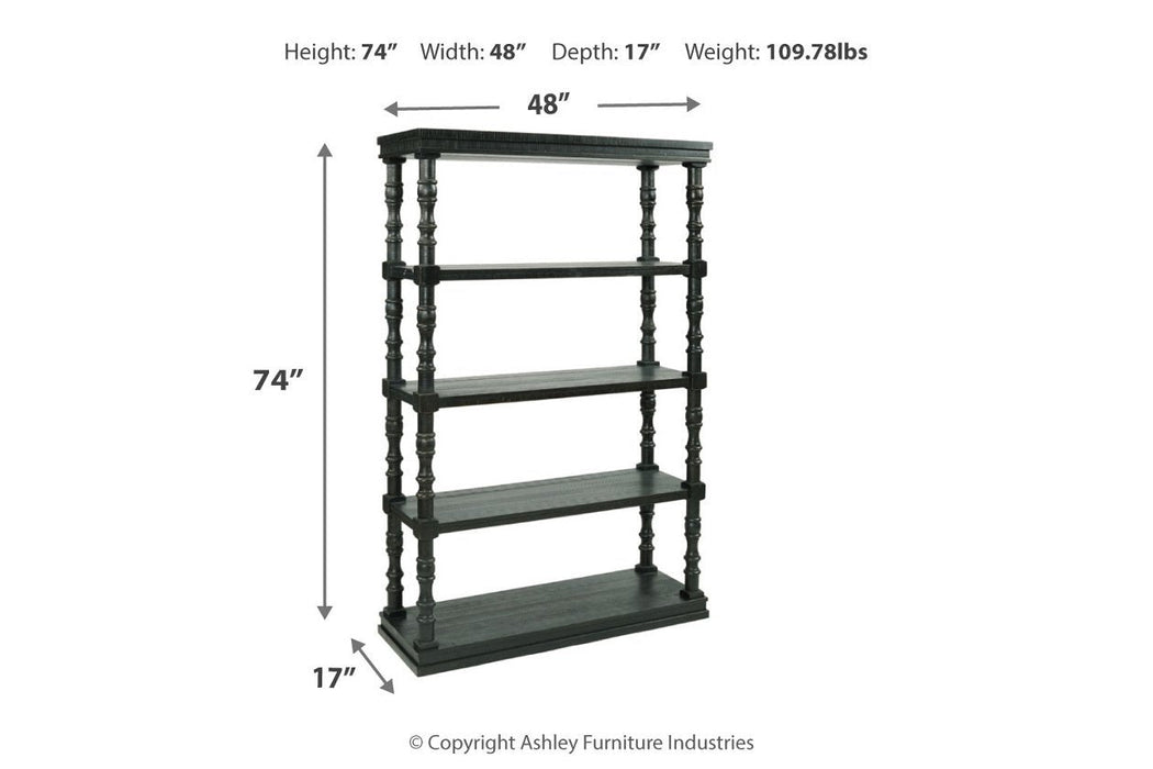 Dannerville Antique Black 74" Bookcase - Lara Furniture