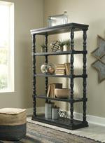 Dannerville Antique Black 74" Bookcase - Lara Furniture